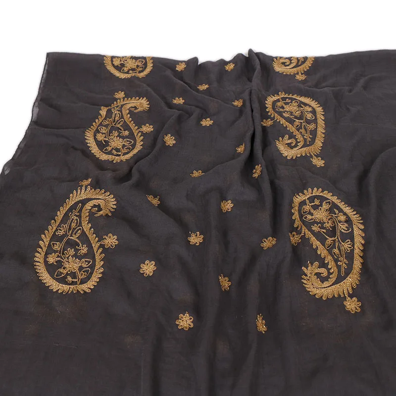 Хлопок хиджаб шарф кешью вышитые шарфы простые женские осенние модные платок популярные длинные обертывания большой размер пашмины один шт