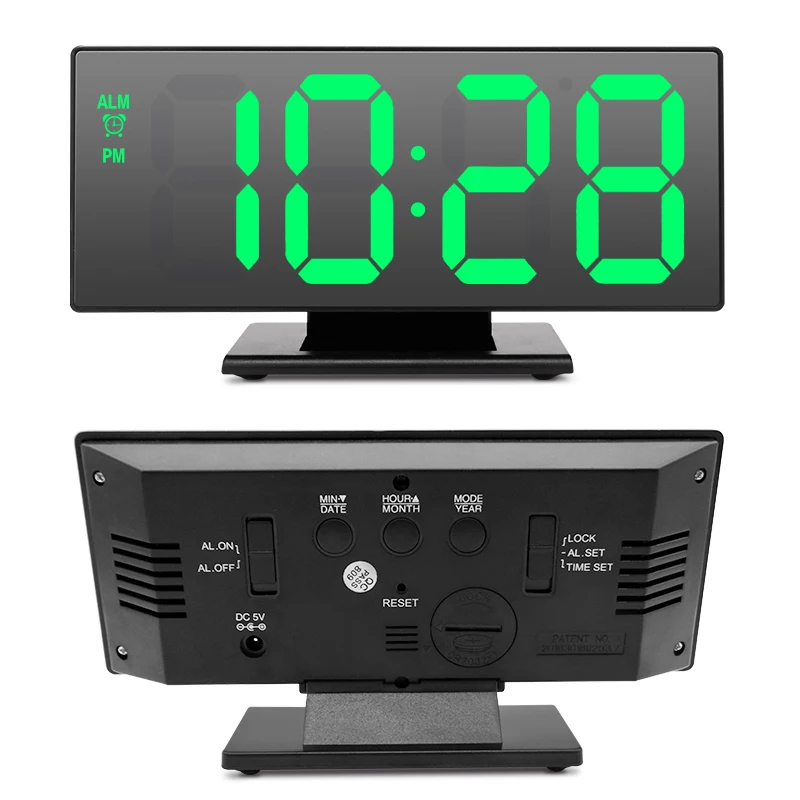 Цифровая оригинальная Ночная подсветка Большой Будильник USB зеркальные часы настольные электронные Повтор Настольные часы декоративные