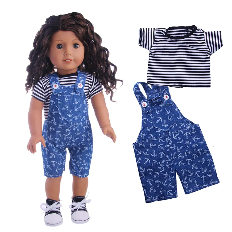 Костюм для девочек = короткий рукав + юбка/брюки 18 дюймовых американских кукол 43