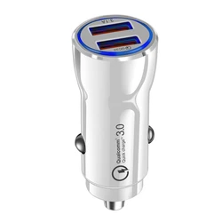 Dual - Port Fast USB Car Charger with Quick Charge 3.0 Technology (White)