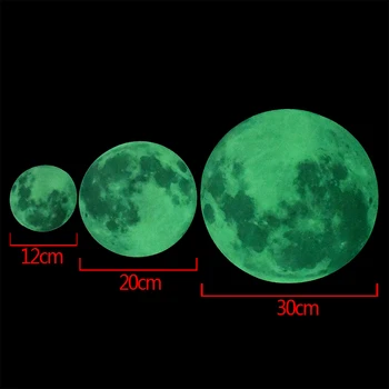 

12/20/30cm Energy Storage Fluorescent Glow In The Dark DIY Moon PVC Fluorescence Wall Stickers Kids Rooms Decor Home Decorations