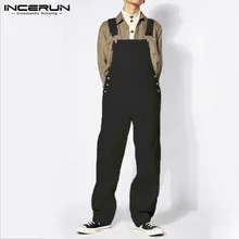 INCERUN мужской комбинезон универсальный инструмент прямая соломинка брюки сплошной цвет свободные мужские комбинезоны Модные мужские уличные