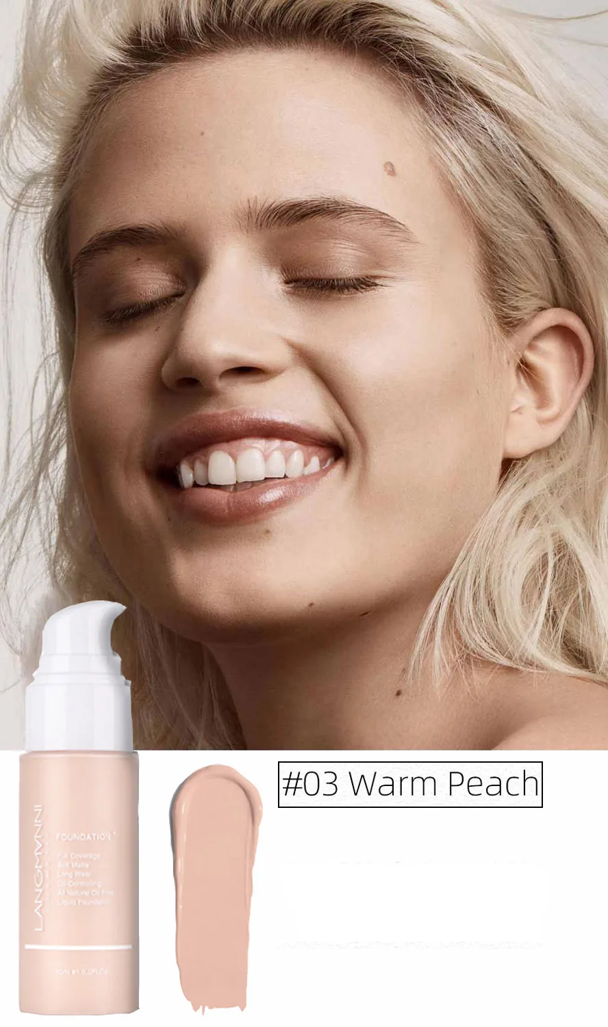 03 Warm Peach 30 мл мягкий матовый Longwear Полное покрытие и тонального крема 2-в-1 жидкости бронза автозагара лосьон мягкий матовый длительного ношения масло Управление - Цвет: 03 Warm Peach
