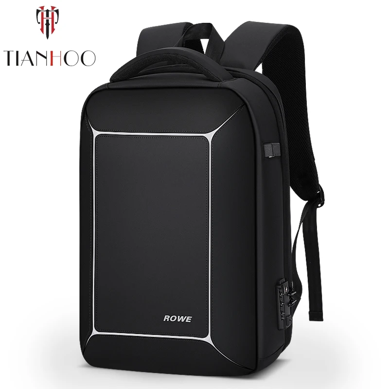

TIANHOO High Quality New Backpacks Men Business Casual Stitching Code Lock Anti-theft Backpack Student Schoolbag Travel Computer