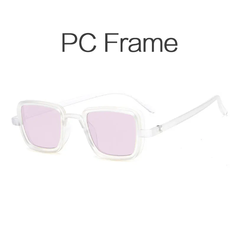 Transparent Pink HUHAITANG Vintage Square Sunglasses Men Classic Steampunk Mens Sun Glasses For Women Luxury Brand Outdoor Shades Small Sunglases - Цвет линз: Transparent Pink