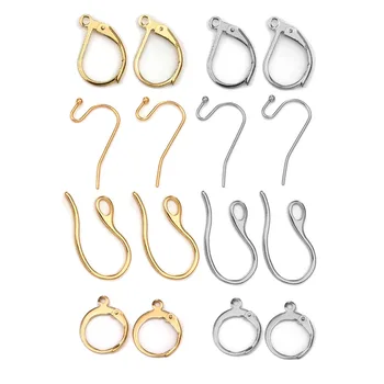 

50pcs Stainless Steel French Earring Hooks Gold Silver Color Findings Wire Settings For Earrings DIY Jewelry Making High Quality
