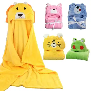 

Flannel Baby Bath Towel Newborn babies towel Cartoon Winter Warm Flannel Blanket Windproof Hooded Cloak Coat Swaddle Baby Deken