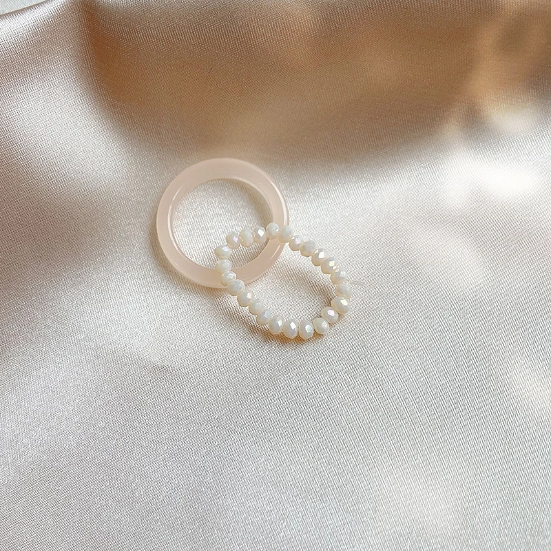 Simple Colorful Transparent Resin Acrylic Rings Set Candy Color Beads Chic Spring Rings for Women Picnic Party Jewelry Gifts