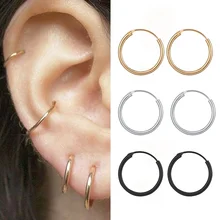 Hoop-Earrings Jewelry Steampunk Ear-Clip Circle Rose-Gold Dangle Vintage Women Small