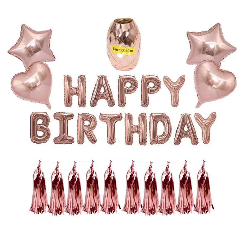 Розовые и золотые воздушные шары набор конфетти Хромовая баллон баннер день
