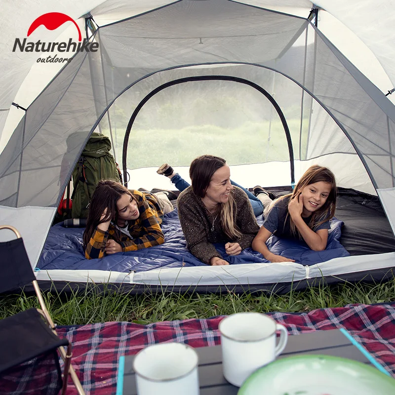 Палатка Naturehike туристическая на 3 человек большая двухсторонняя с серебристым