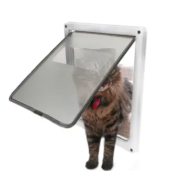 

4 Way Pet Dog Cat Transparent Free Access Magnetic Lockable Flap Door Freely Closure Design Gate In Out Telescoping Frame