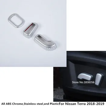 

For Nissan Terra 2018 2019 2020 Car Body Cover Detector ABS Chrome Seat Adjustment Knob Button Switch Trim Accessories 3pcs