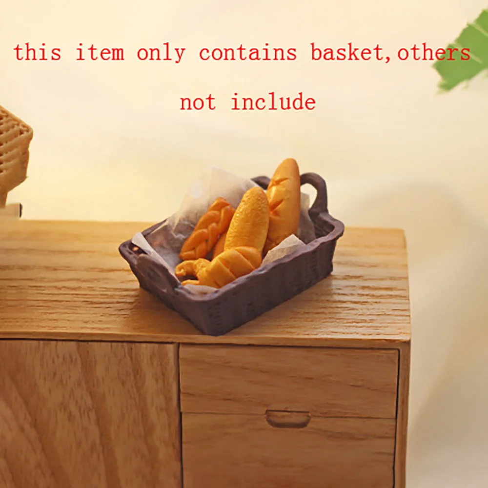 1/12 Dollhouse Miniature Accessories Mini Resin Storage Basket Simulation Basket Model Toys for Doll House Decoration