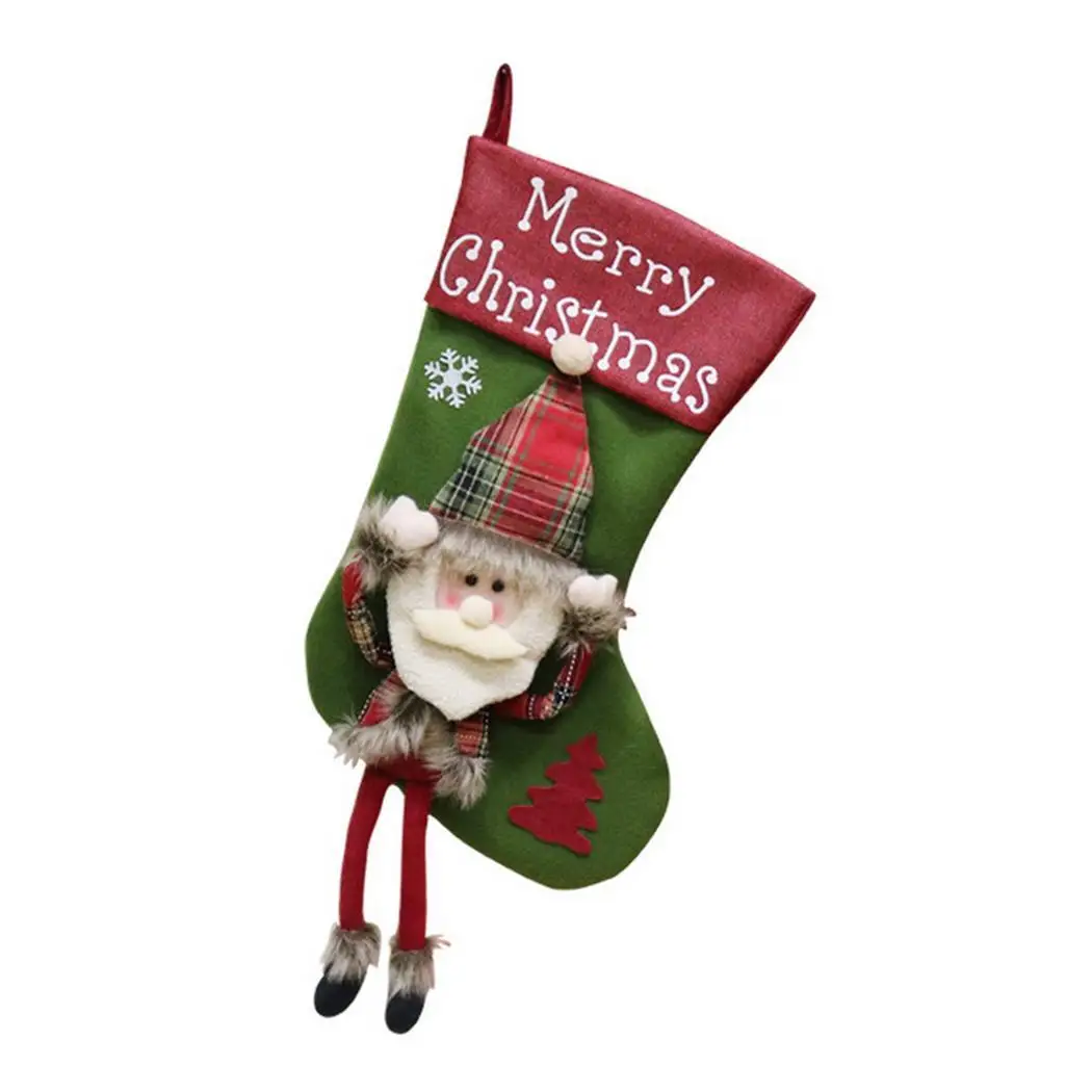 

Christmas Stocking Santa Claus Sock Gift Holder Christmas Tree Claus, Snowman, Deer Decoration As Picture
