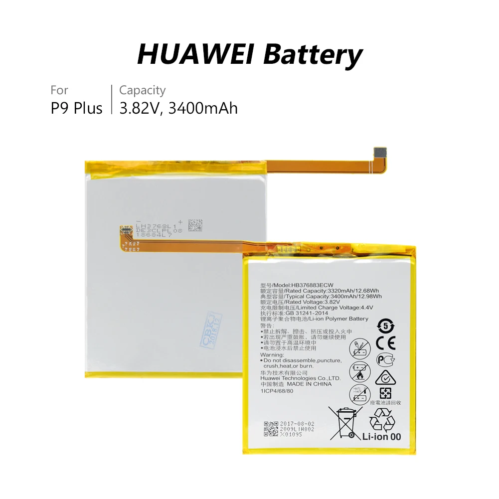 3400 мАч литиевая HB376883ECW батарея для смартфона huawei P9 Plus VIE-AL10 L09 L29 Li-Po литий-полимерная аккумуляторная батарея для телефона