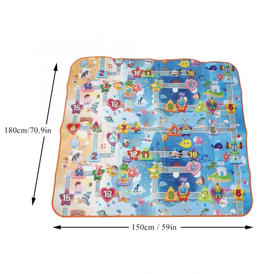 Детский игровой коврик 180x150 см, игровой коврик для ползания, двусторонний Коврик для лазания, фруктовые буквы и веселая ферма, детские игрушки, Детский ковер, детская игра