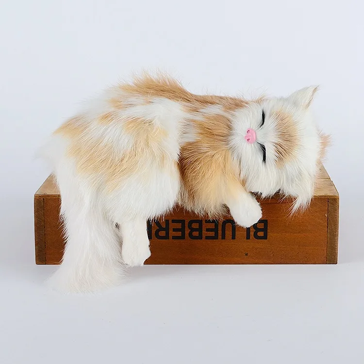 Kawaii Белый спящий Кот модели детей реалистичные животные игрушки плюшевые куклы домашний анимальный Декор Орнамент Дети Рождественские подарки