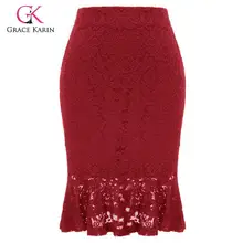 Grace Karin элегантная Цветочная кружевная юбка в бедрах, Женская винтажная юбка-карандаш длиной до колена, Женская узкая юбка средней длины