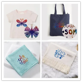 

SUNICE School Festival Art Design Holographic Heat Transfer VInyl Iron-on Fabric Heat Pressing 5 Color 25cmX30cm Mixed Pack