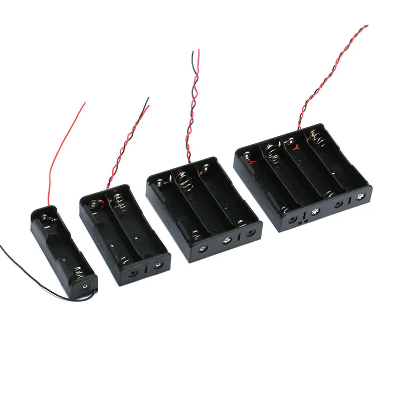 New Plastic 18650 Battery Storage Box Case 1 2 3 4 Slot Way DIY Batteries Clip Holder Container With Wire Lead For 18650 Battery