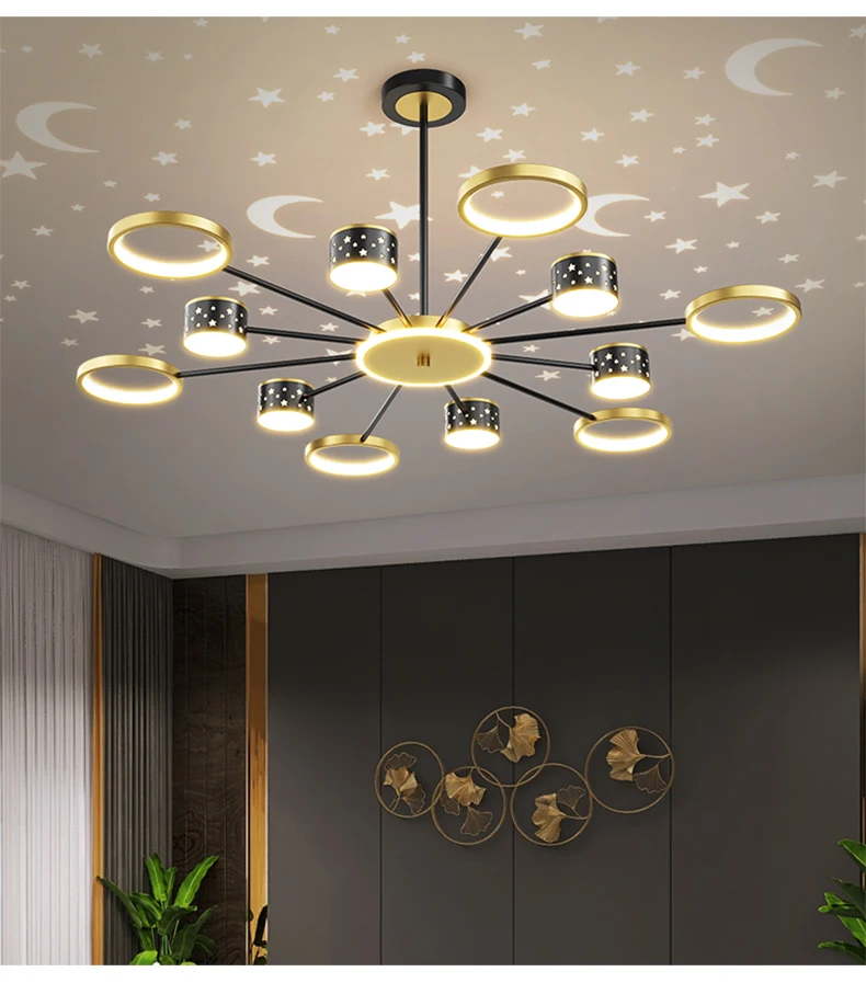 glass chandelier Nordic Light Luxury Modern Minimalist Atmosphere Starry Sky Chandelier For Bedroom Dining Room Kithen Fixtures Dimmable bathroom chandeliers