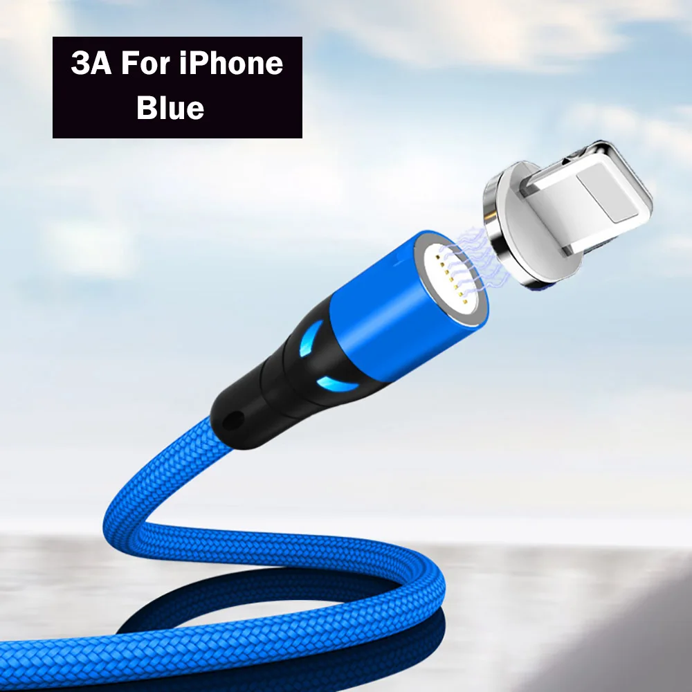 5А магнитное зарядное устройство USB type-C кабель для huawei P30 P20 Pro mate 20 10 Honor 20 магнит type-C шнур для быстрой зарядки телефона кабель - Цвет: For iPhone Blue