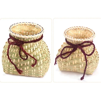 

Natural Bamboo Weaving Storage Basket Wicker Container for Snack Candy Food Small Flower Pot Rattan Decoration