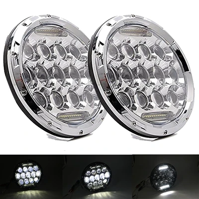 chrome 75w Yait 2 шт. 7 дюймов круглые светодиодные фары дальнего ближнего света DC12v 24 в фары для Wrangler Lada 4x4 urban Niva suzuki samurai - Цвет: chrome 75w