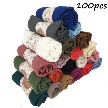 

K10 100pcs Crinkled hijab Wrinkle scarf Bubble cotton viscose scarf Crinkle Plain Shawl muslim Head Hijab Scarf bandana 10pcs/l