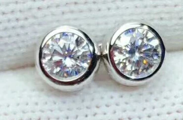 Platinum Earrings MeiBaPJ, 1 карат, D Цвет, настоящий бриллиант, простой набор круглых украшений, 925 Твердое Серебро, ожерелье, серьги, свадебные ювелирные изделия для женщин - Цвет камня: Platinum Earrings