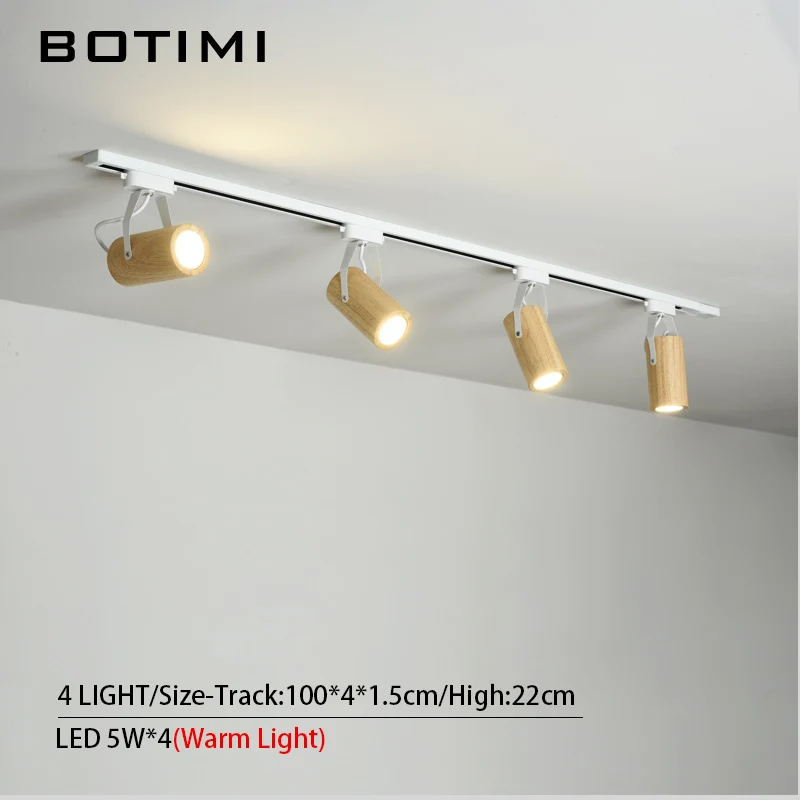 4 Light BOTIMI Регулируемый современный светодиодный потолочный светильник 220 В, деревянный потолочный светильник с отслеживанием, для кофейни, для кухонного освещения - Цвет корпуса: 4 Light