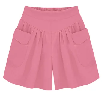 

Cotton Linen Women Shorts New Fashion Female Wide Leg Trousers Casual Loose