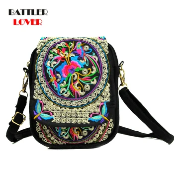 

Vintage Mini Ethnic Embroidery Handbag Women Chinese National Style Canvas Shoulder Crossbody Bag Hippie Tote Messenger Bucket