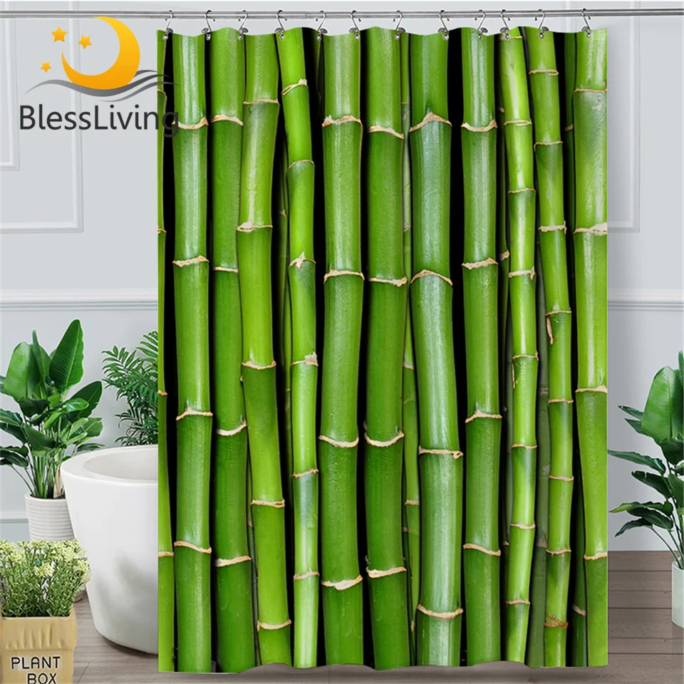 Blesslive Bamboo занавеска для душа зеленая Vitality занавеска с крючками для ванной комнаты 3D печатная растительная Природа вдохновила rideau douche