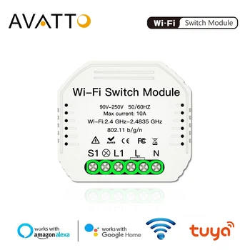 

AVATTO WiFi Switch Module, Smart Light Switch Universal Breaker Tuya APP Remote Control Works with Alexa Google home 1/2 way