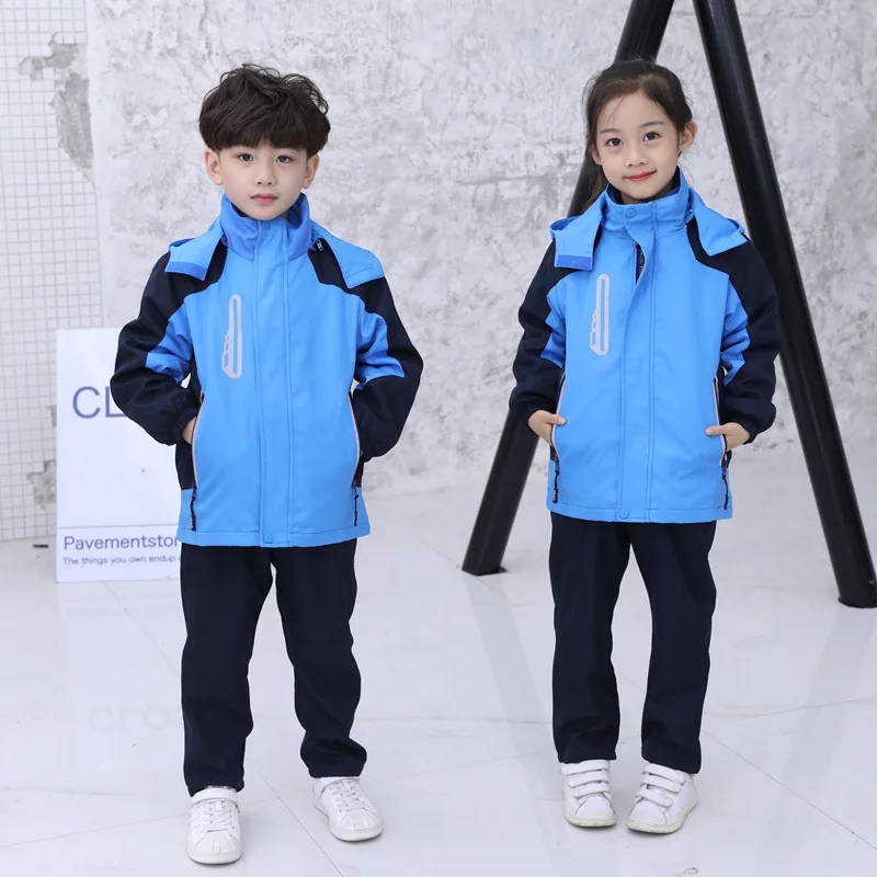 

Young STUDENT'S Raincoat Jacket School Uniform Fall And Winter Clothes First Grade Business Attire Brushed And Thick Kindergarte