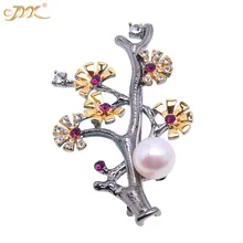 JYX НОВАЯ тонкая ветвь цветка 10 мм белый натуральный пресноводный жемчуг шпильки сверкающие Циркон яркая форма шпильки жемчуг