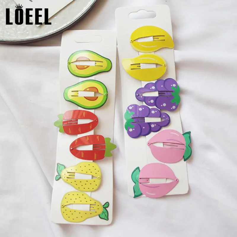 New Kids Hair Accessories 2-6Pcs/Set Painted Printing Fruit Hair Clips Headwear Set Cute Avocado Hairpins Headdress For Girls