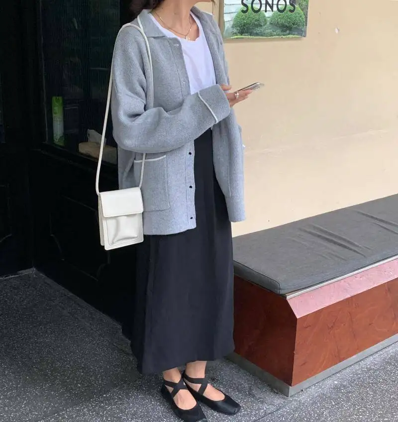 Woherb кардиган с принтом аниме отложной воротник длинный рукав свитер женский однобортный Свободный Трикотаж модная новинка уличная 91012