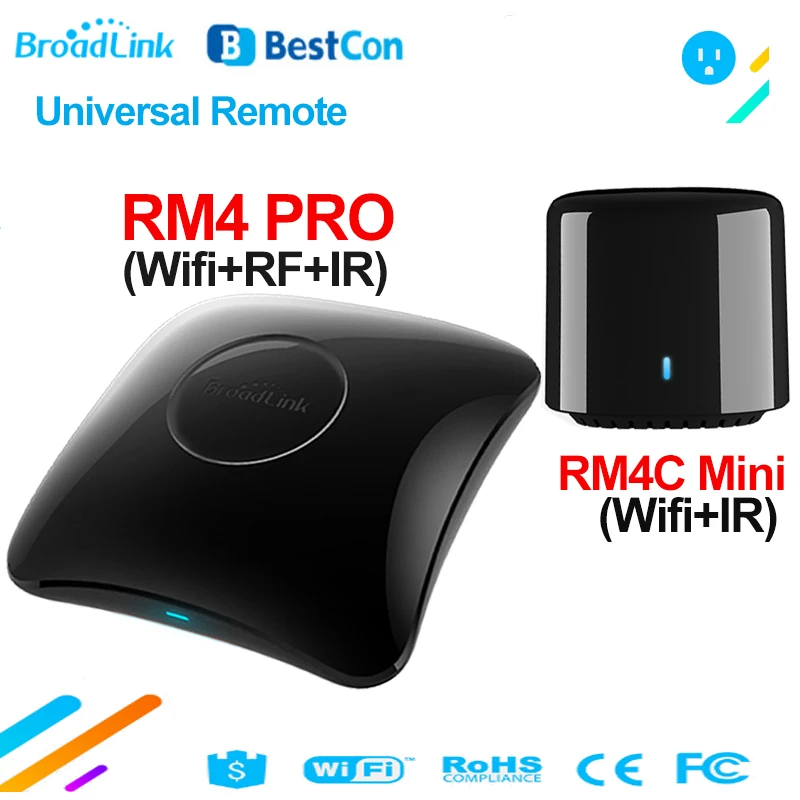 

Broadlink RM4 PRO WiFi IR RF Universal Smart Home Remote Control BestCon RM4C Mini IR TV Controller Works with Alexa Google Home