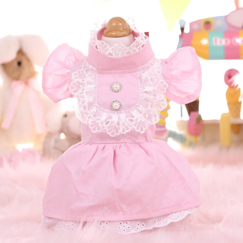 Kawaii весна лето кружева прекрасный кот одежда для собак одежда Чихуахуа Йорк Bomei модное платье MK19A23