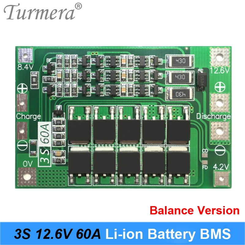 3S 60A 11,8 V 12,6 V для батареи отвертки 12V li-ion 18650 Защитная плата батареи BMS PCM для отвертки Turmera Новинка AU09