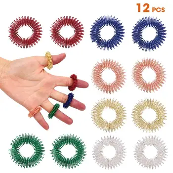 

Finger Ring Spiky Sensory Finger Ring Acupressure Ring Set for Relieving Stress Relaxing Overworked Fingers Toes Exchange Gift