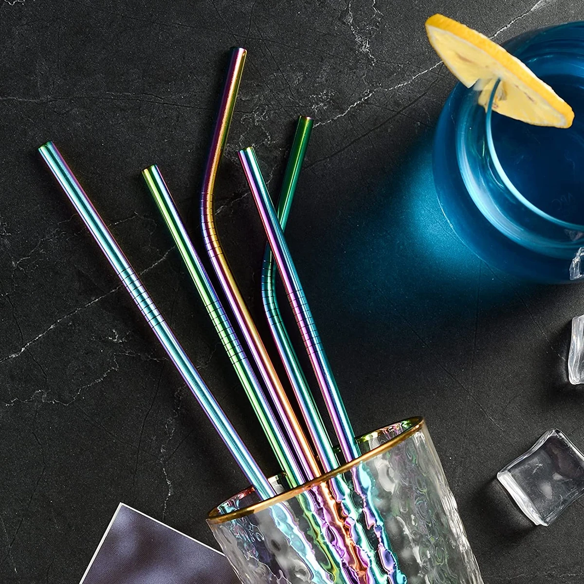 Eco-Friendly Reusable Stainless Steel Drinking Straw with Cleaning Brush, Dishwasher Safe