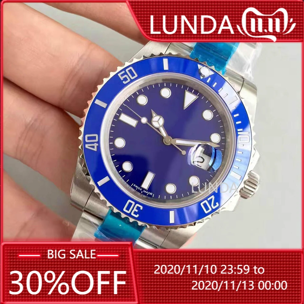 U1 Factory Date Automatic Movement Blue 316L stainless steel sapphire Tooth buckle 40mm AAA Men's Wr