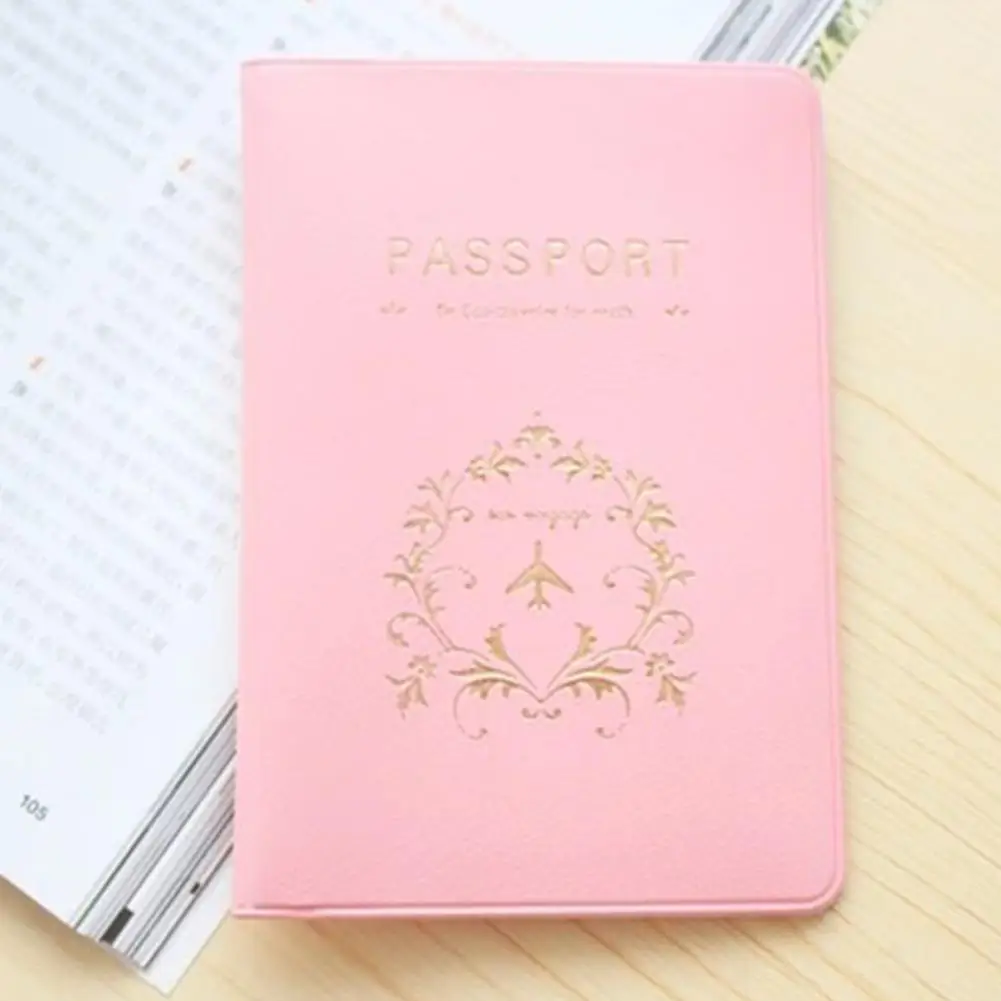 Чехол для паспорта DishyKooker из искусственной кожи в простом стиле - Цвет: Pink