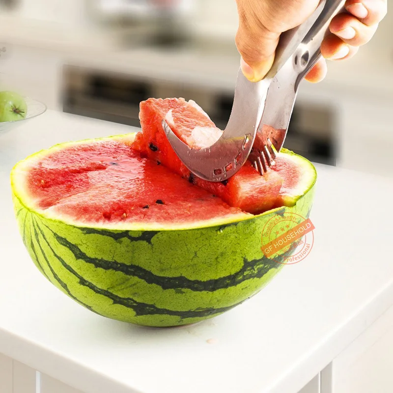 

Amazon 9-Inch Stainless Steel Watermelon Fruit Slice Film Hanger Hami Melo Multi-functional Fruit Segmentation Tool Slicer FDA