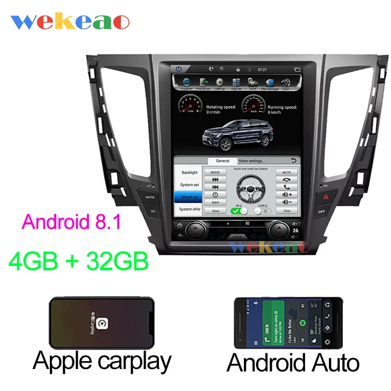 Wekeao вертикальный экран Tesla style 12,1 ''1 Din Android 8,1 Автомагнитола для Mitsubishi Pajero Авто gps навигация автомобильный dvd-плеер - Цвет: Android Car Radio