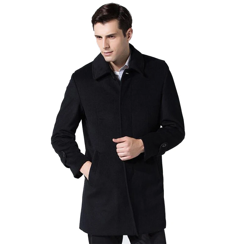 

High-quality Winter Wool Jacket Men Wool Blend Casual Slim Collar Wool Coat Men Long Cotton Single Breasted Wool For Male